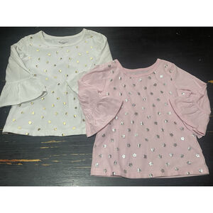Garanimals Girls 4t Bell Sleeve Blouses pink and white